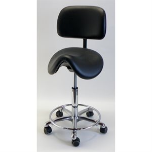 Tarok comfort sadelstol med ryglæn, fod-ring, kunstlæder sort. 3303